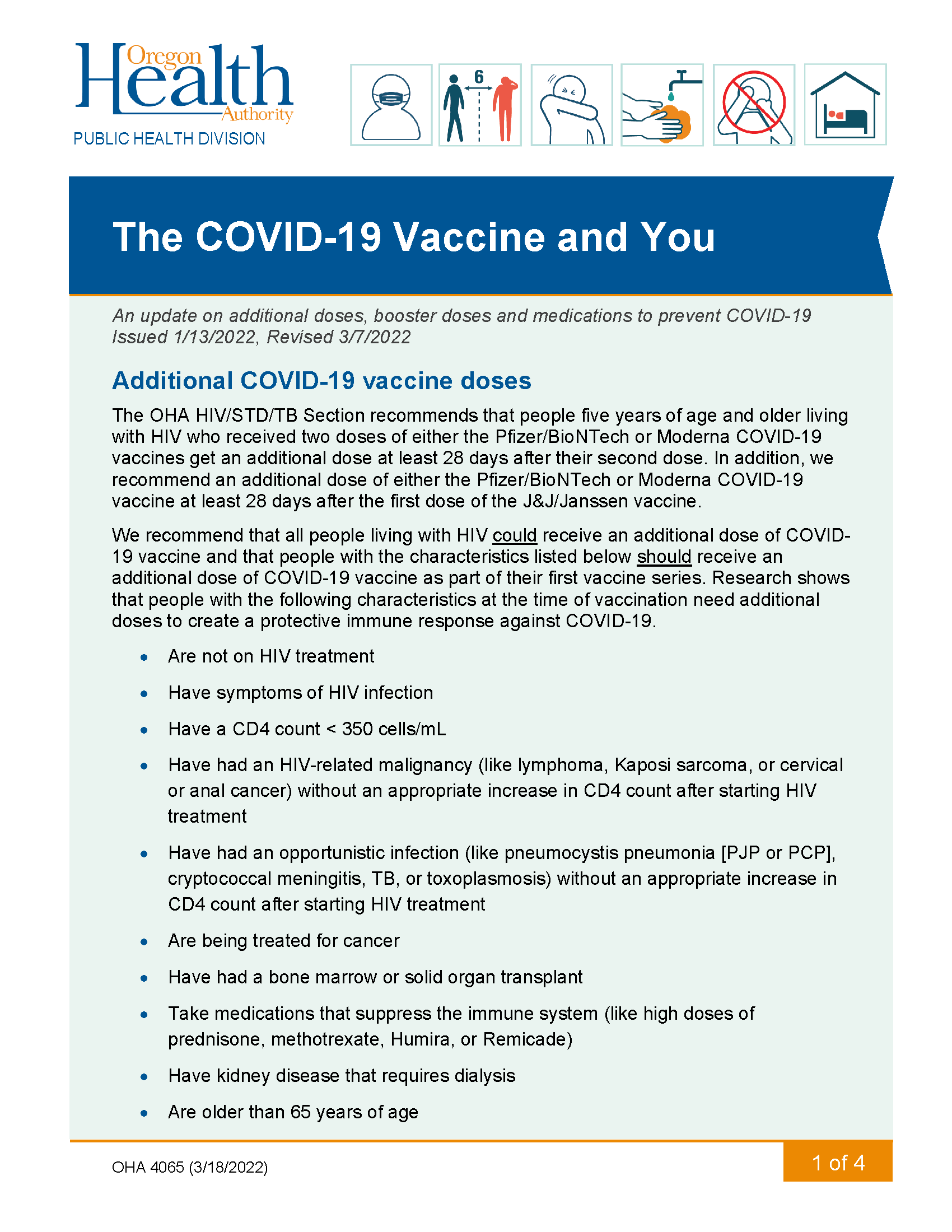 Oregon Health Authority COVID 19 and HIV HIV Care and